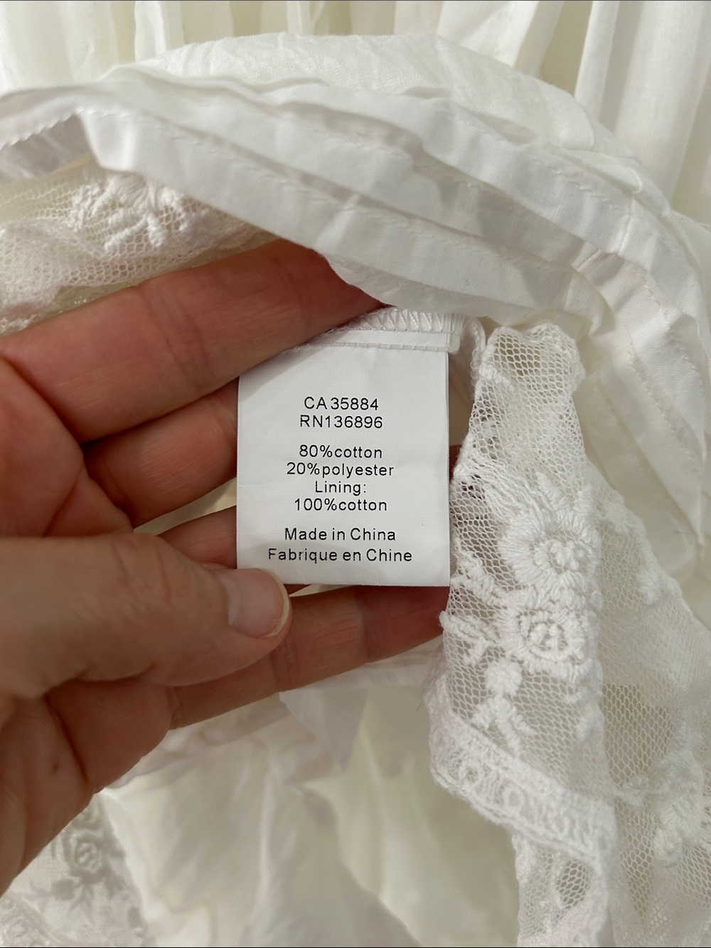 White Lace Bohemian Maxi Dress Tiered Smocked Empire Waist Embroidered Bridal - Picture 11 of 16